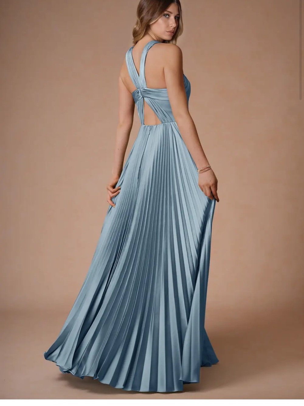 NWT Teresa Powder Blue Maxi Dress Azazie - Picture 2 of 4